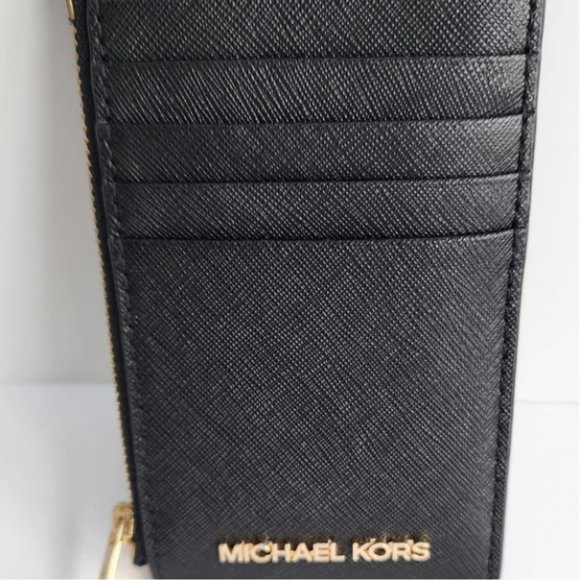MICHAEL KORS Jet Set Crossbody Bag Black Gold Chain & Matching Wallet Card Case - Picture 9 of 14